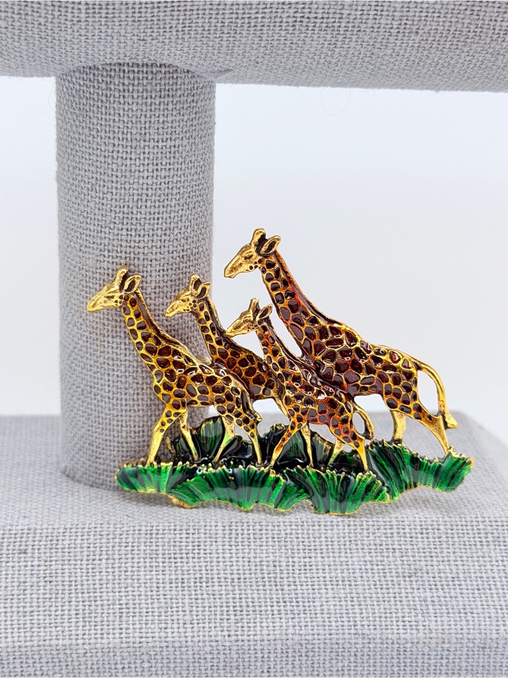 Golden Giraffe Family Brooch